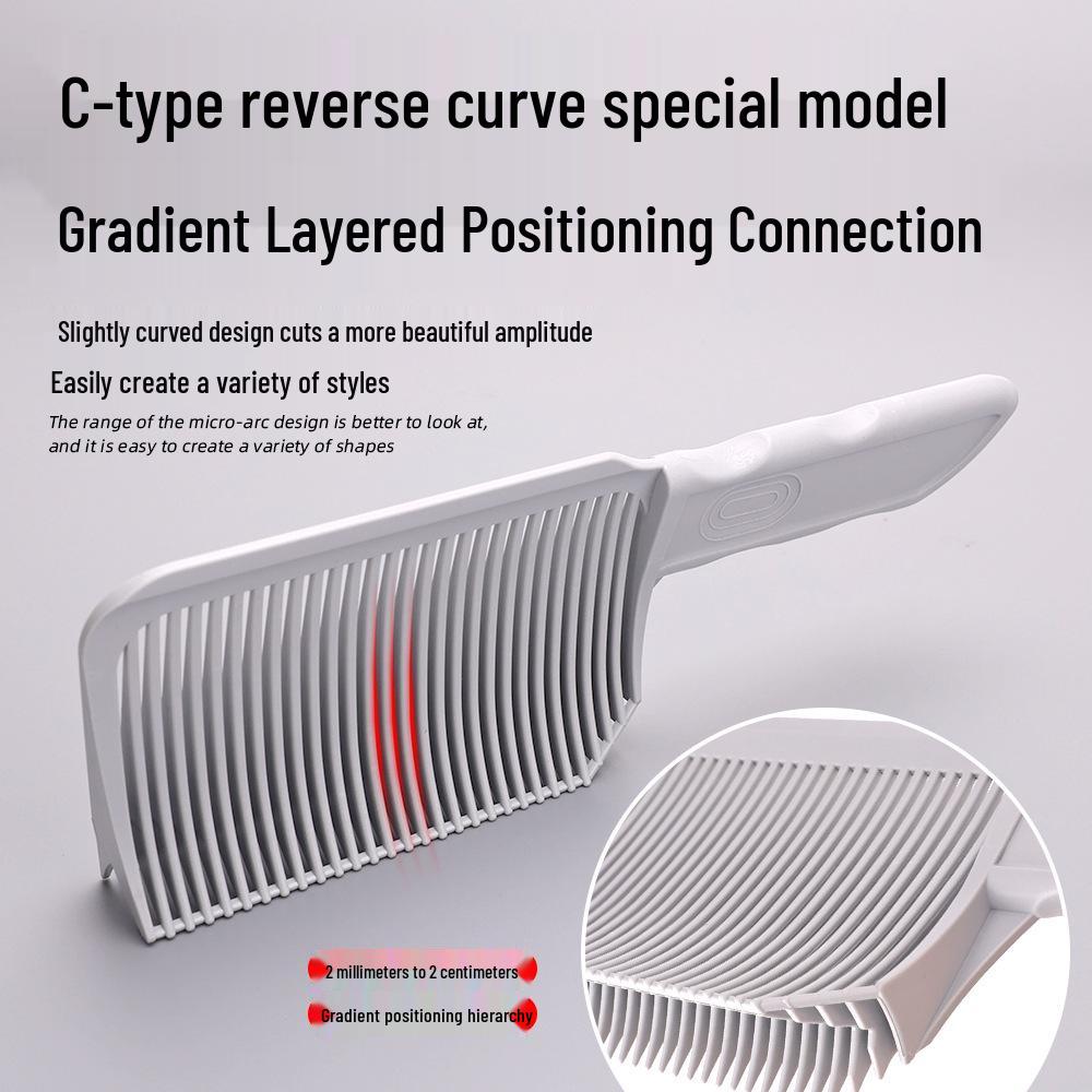 Men's Curved Edge Clipper Comb for Styling and Gradient Positioning In Hair Salons