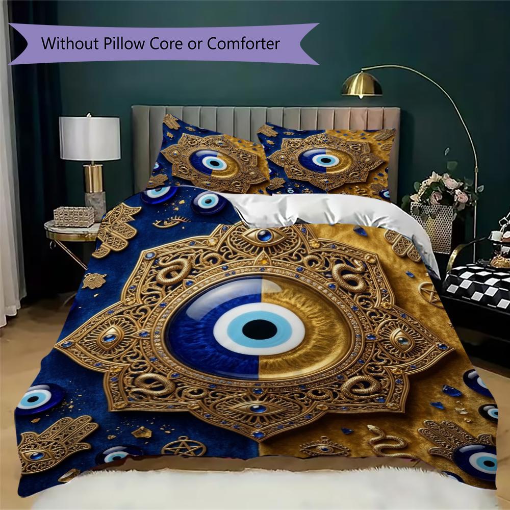Evil Eye Pattern Bedding uilt Set uilt Cover Pillowcase Home Decoration Birthday Gift (1 * duvet cover + 2 * pillowcase  without core)60