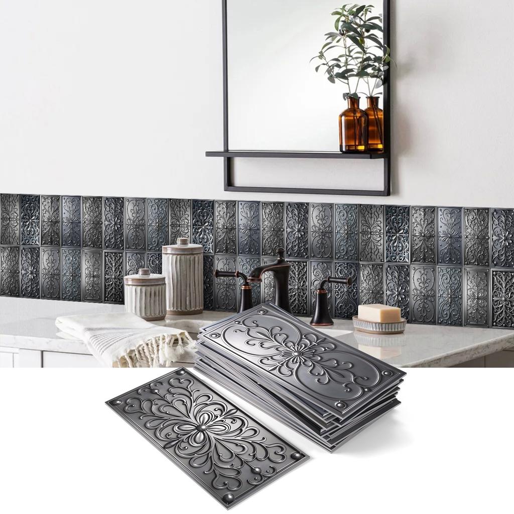 Embossed Pe Foam Thickened Wall Sticker, Self-Adhesive Waterproof And Oil-Proof Tile Sticker, Kitchen Bathroom Home Decoration