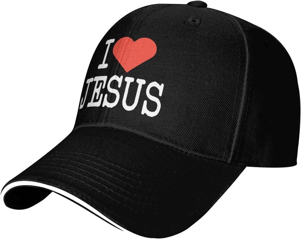 I Love Jesus Christian Baseball Cap Polyester Adjustable Trucker Hat for Adults