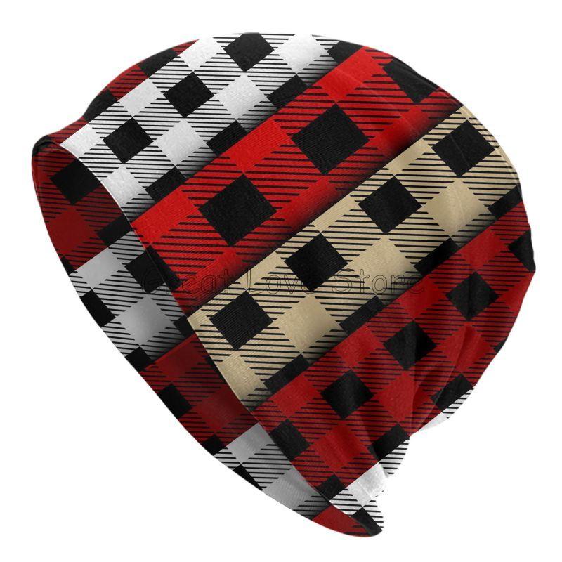 

Lumberjack Buffalo Plaid Pattern Beanie Hat Unisex Warm Bonnet Cap Adults Knit Hat Headwear Vintage Street Skullies Beanies