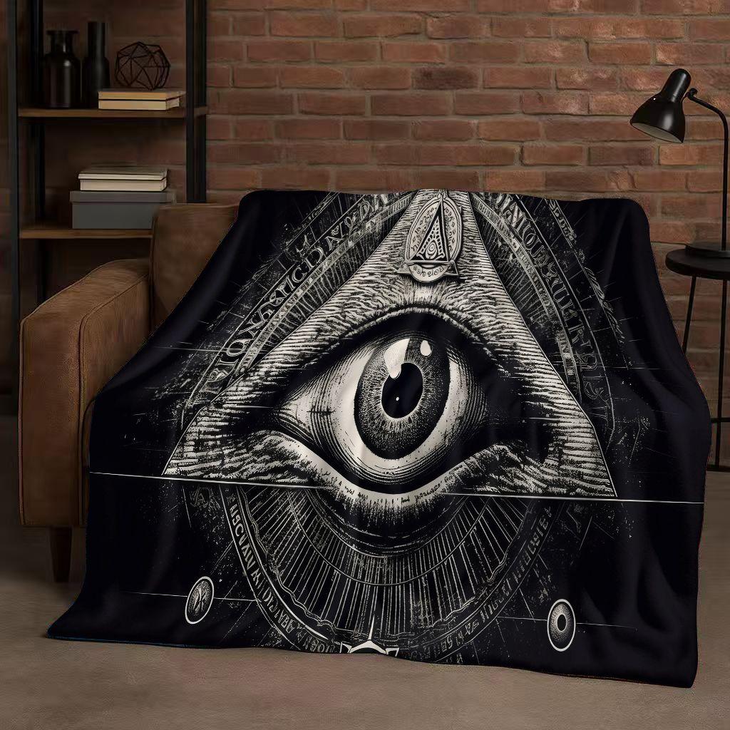 Freemasonry All Seeing Eye Symbol Evil Eye Art Flannel Blanket,Ultra Soft Warm Plush Throw for Home Bedroom Bed Sofa Cover Kids