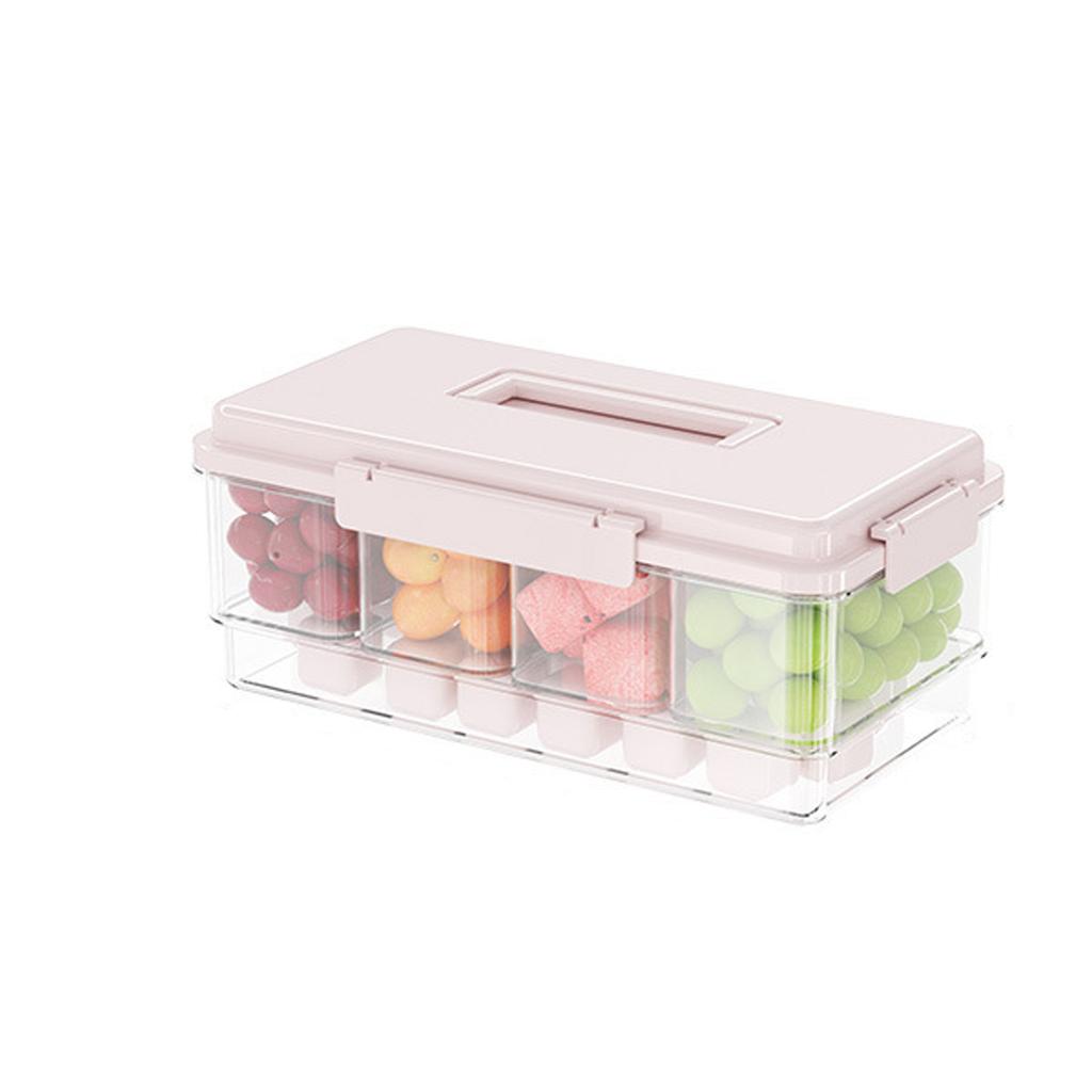 New Refrigerator Fresh-Keeping Box Divided Snack Organizer Box Leakproof Food Organizer Tray With Lids Airtight And Handle