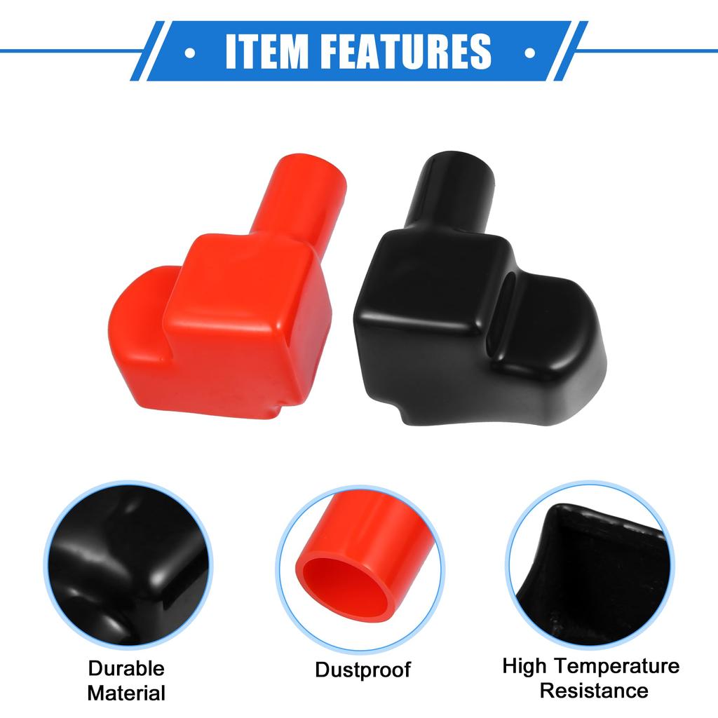 VekAuto 3 Pairs Battery Terminal Insulation Covers Length 75mm Width 21mm 0.83'' Car Battery Post Caps for Motorcycle Truck Marine Made of Durabl
