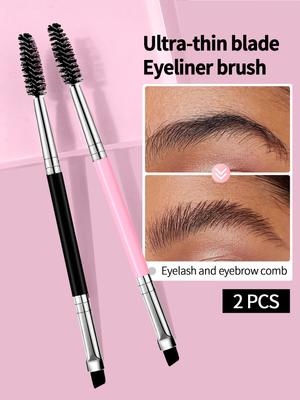 2pcs Multi-functional Eye Makeup Brush Double-headed Eyebrow Brush Eyelash Extension Special Eyelash Brush, Portable Beauty Tool