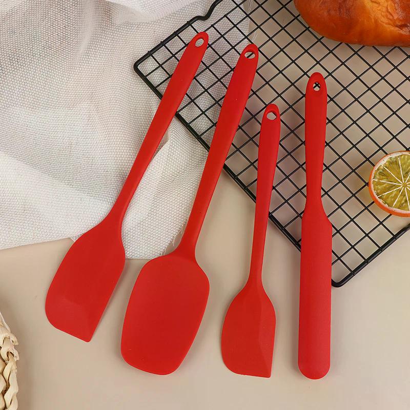 4Pcs/Set Non Stick Heat-Resistant Silicone Spatula Set Kitchen Utensils With Cream Scraper For Cooking Mixing Baking Tools