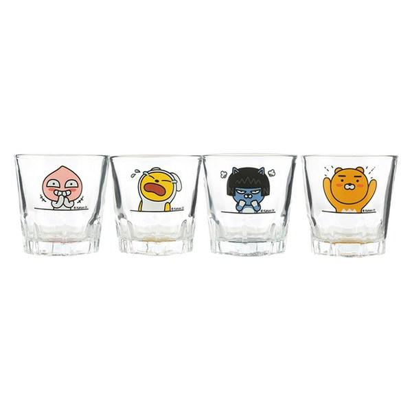 Kakao Friends Joy, Joy, Joy, Soju Glasses Set of 4, Mixed Colors, 1 Set, Koreas Best Character