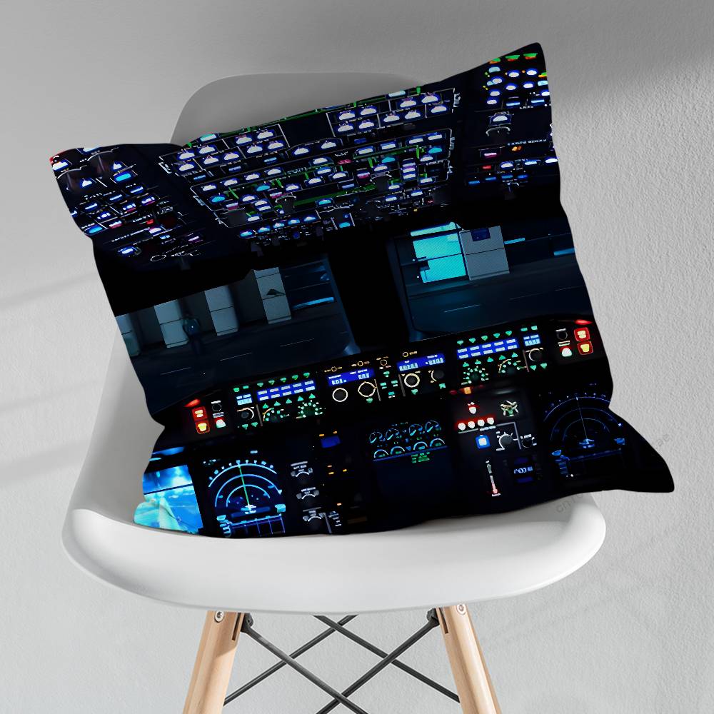 Aviation Cockpit Dashboard Throw Pillow Case Living Room Sofa Cushion Cover For Home Bedroom Decoration Protector