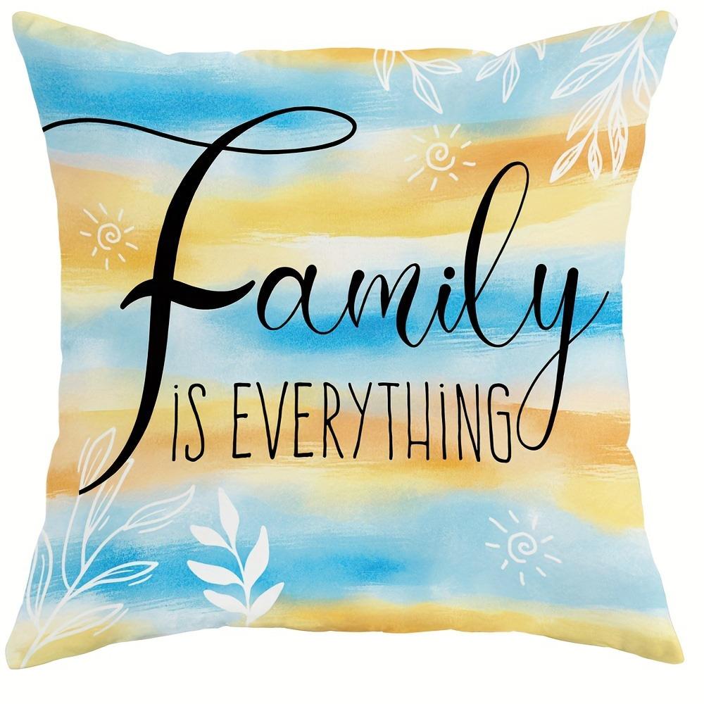 Cheerful Watercolor-Style Pillow Cover with Sunflower, Sun, and Heartwarming Family & Home Motifs Sofa Cushion Cover