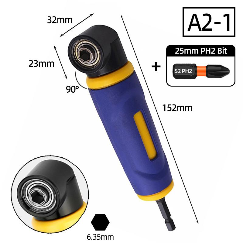 90 Angle Screwdriver Set Socket Holder Adapter Adjustable Bits Drill Bit Screw Driver Tool Hex Bit Socket Slotted Phillips Bits