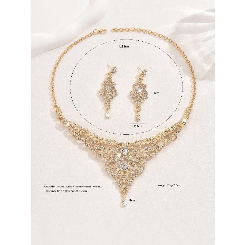 Meier European and american exaggerated rhinestone necklace and earring set - bridal, evening gown, and party accessories