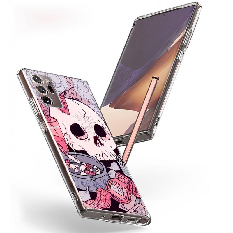 Pink Cat Skull Sorceress Witch Phone Case For Samsung Galaxy S24 S25 Edge S26 Ultra S23 S22 S21 Plus S20 FE + Personalized Print