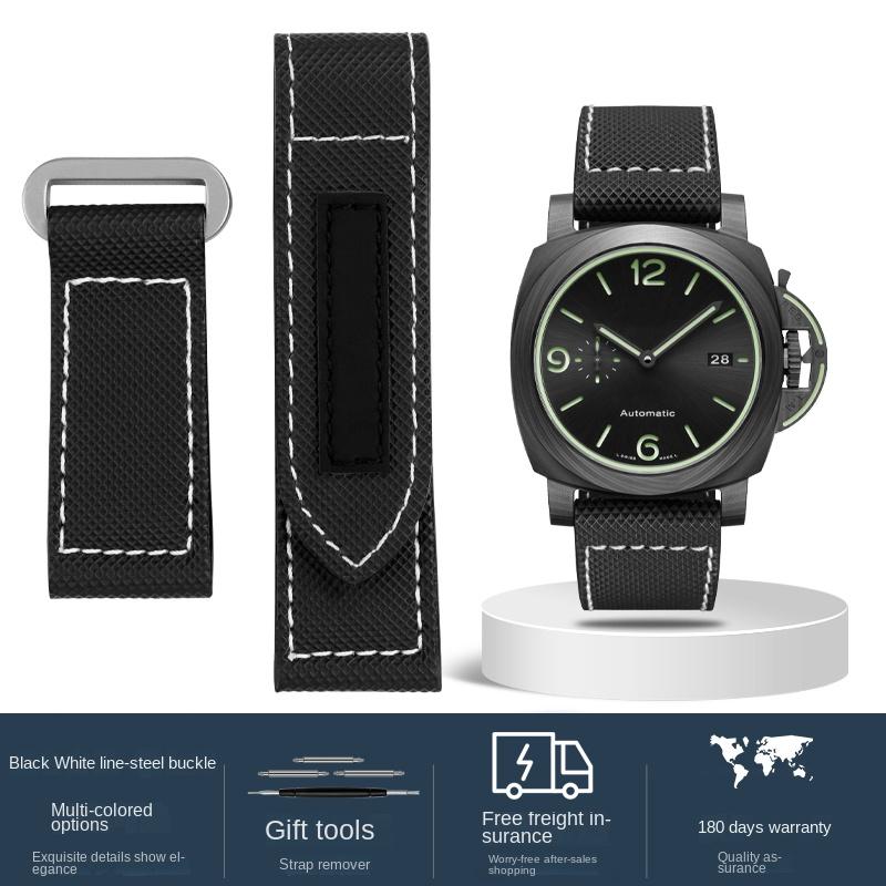 

Нейлоновий полотняний ремінець для годинника Panerai PAM01118/01661/441 Липкий вуглецевий волокно Наручний ремінець Великий розмір Аксесуари для браслета 24 мм 26 мм 26mm