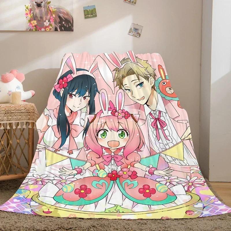 Anime Sofa Blankets for Winter A-Spy×Family Warm Knee Bed Fleece Camping Fluffy Soft Blankets King Size Microfiber Bedding