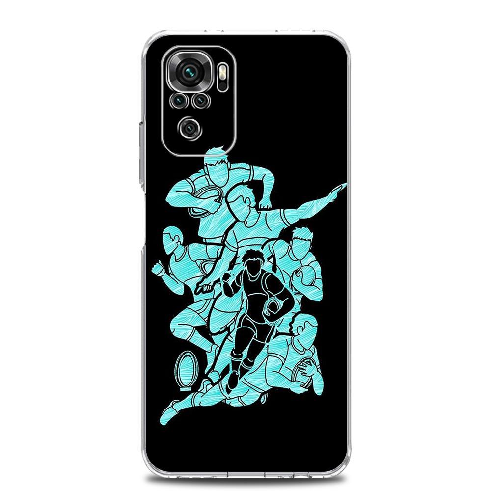 

Phone Case For Xiaomi Redmi Note 13 12 5G 9S 9 8 10 11 Pro Plus 4G 9T 13C 12C 10C 9C 9A 7 Clear Cover Rugby Ball Redmi Note 13 5G