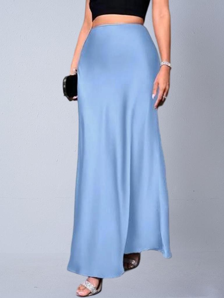 European & American Women's Imitation Silk Long Skirt, 2025 Spring/Autumn Collection