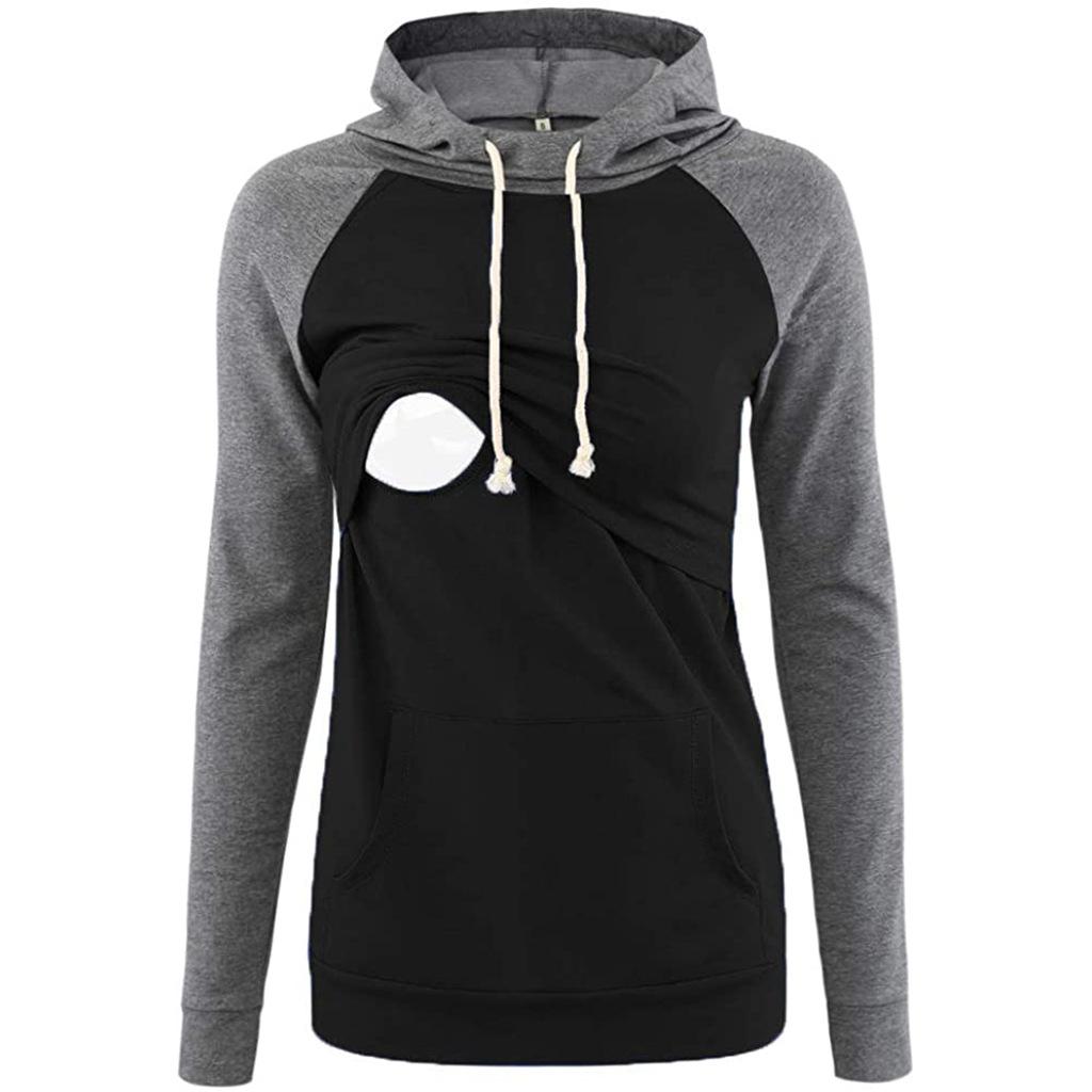 Women Maternity Nursing Hoodie Sweatshirt Hoodies Long Sleeve Breastfeeding Pregnancy Kangaroo Pocket Clothes