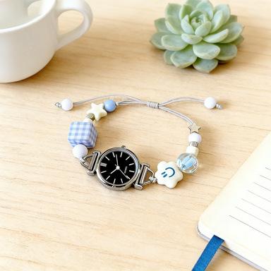 Niche Dopamine Sea Blue Small Fresh And Compact Student Bracelet Watch Pull-Out Design Quartz Watch