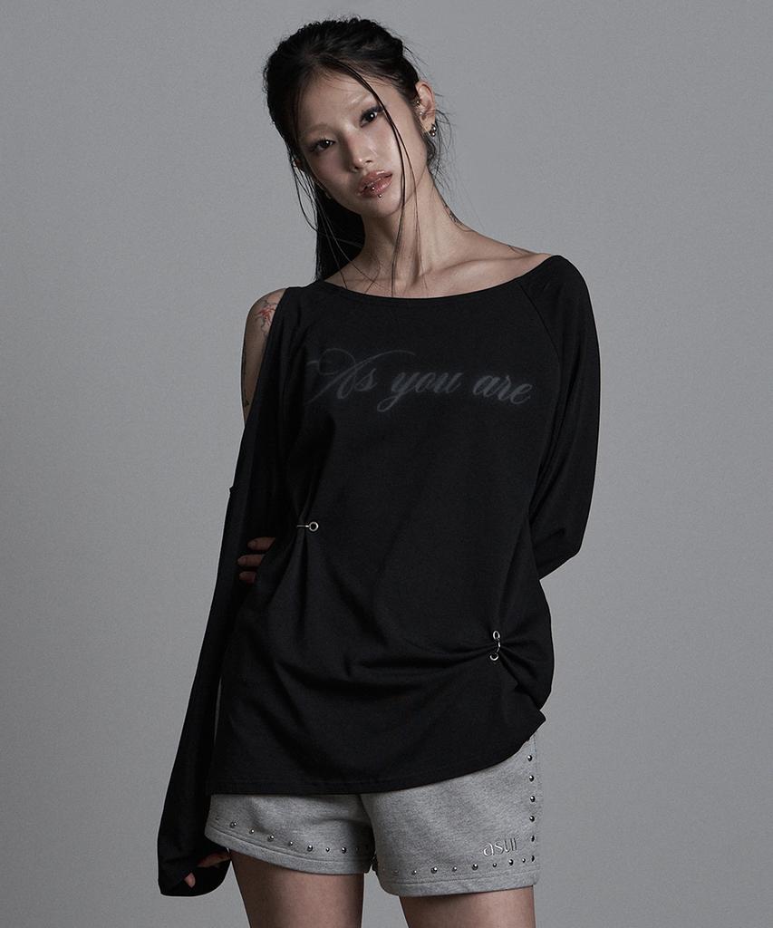 Aejeuyua Cutout Piercing Long Sleeve Black