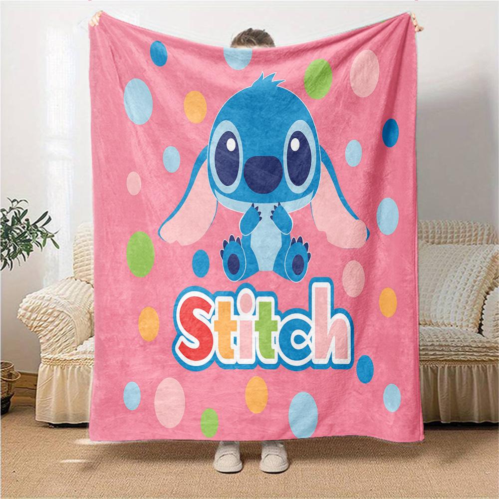 1Pc Stitch Adventure Polka Dots Blanket Soft Throw Blanket For Home Bedroom Bed Sofa Travel Office Solid Christmas Blanket