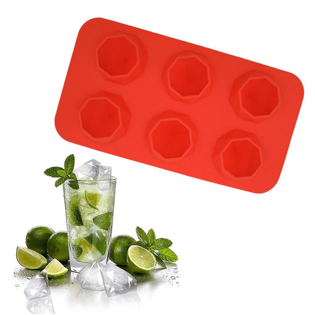 6 Lattices Silicone Ice Cube Mold Diamond Shape Tray for Jelly Candy Chocolate DIY Supplies Dark Blue