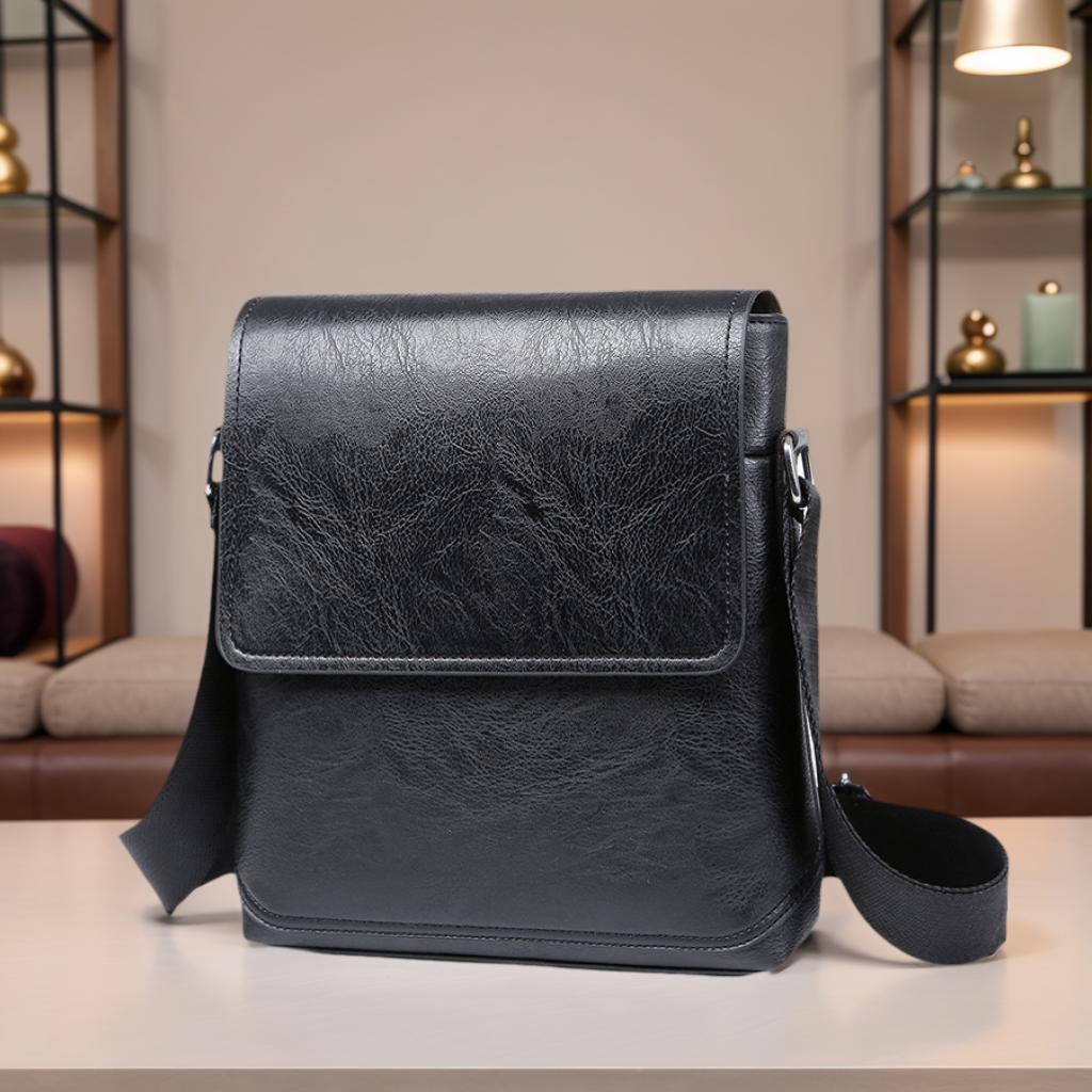 Men'S Shoulder Bag Crossbody Bag Tide Gift For Husband Leisure Simple Retro With Flap Leather Waterproof Men'S Bag