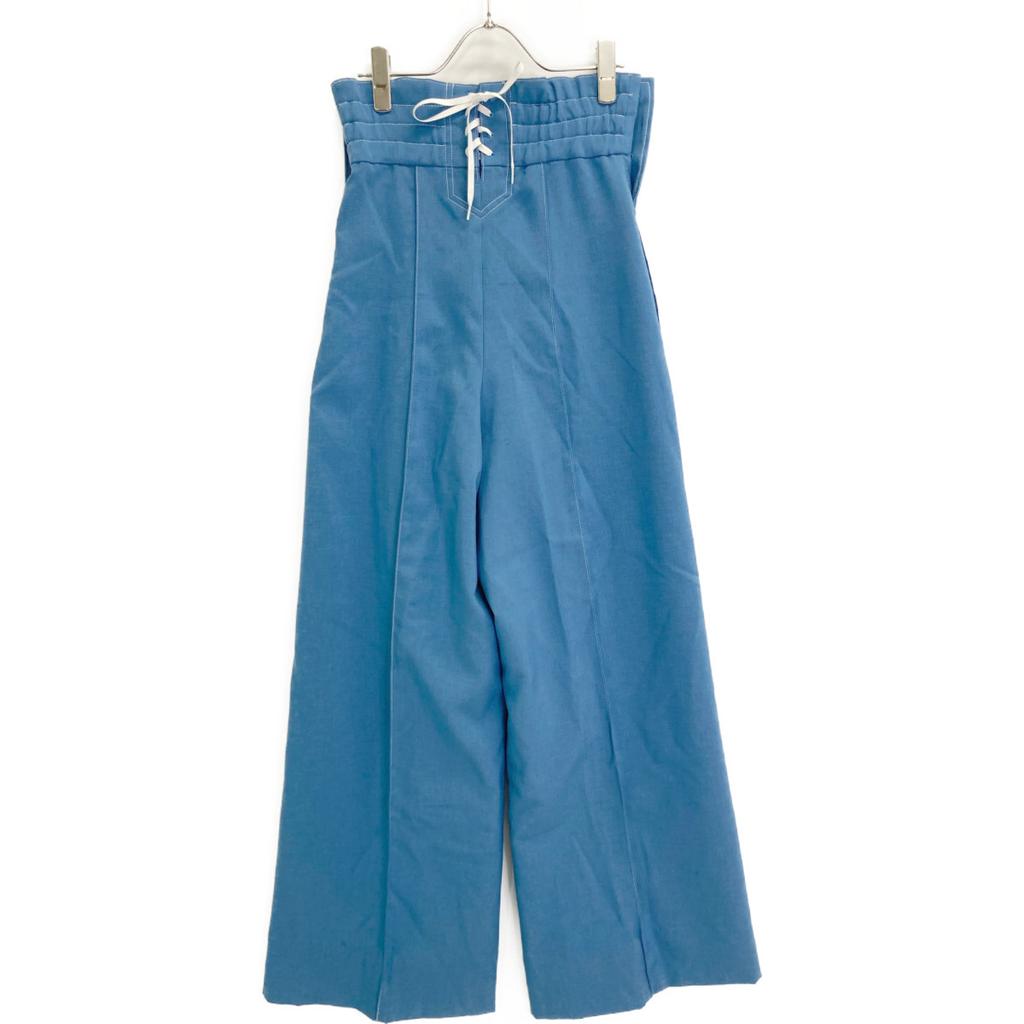 HYKE Blue 13283 White Stitch High Waist Marine Pants Bottoms 1 blueUsed