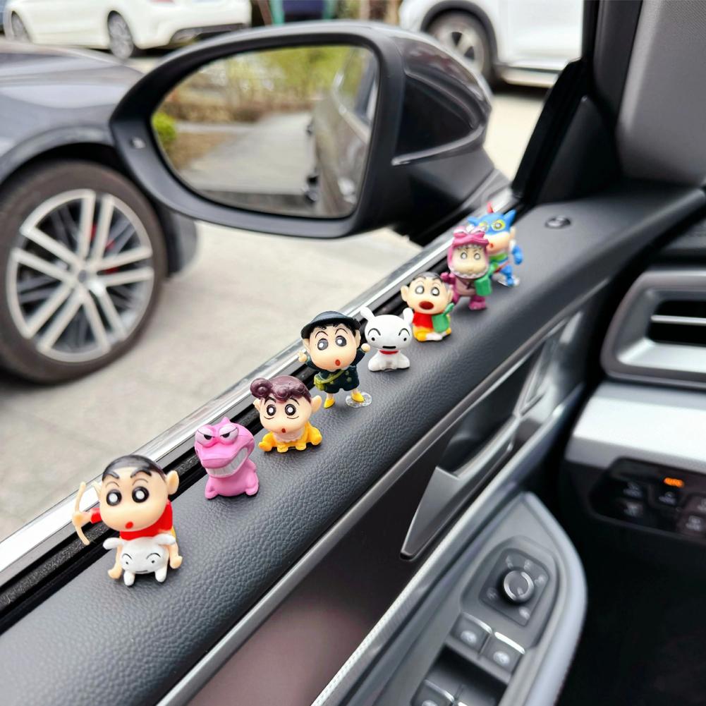 8Pcs/Set Crayon Shin-chan Funny Pose Figure Car Decoration Ornaments Cartoon Model Ornaments Auto Interior Accessories #467870