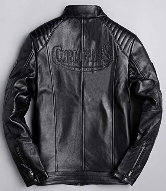Fiffyle Genuine Leather Cowhide Single or Embroidered Military Short Cold and for and Winter Size Men's Jacket, Coat, Double-Breasted, Jacket, Length,