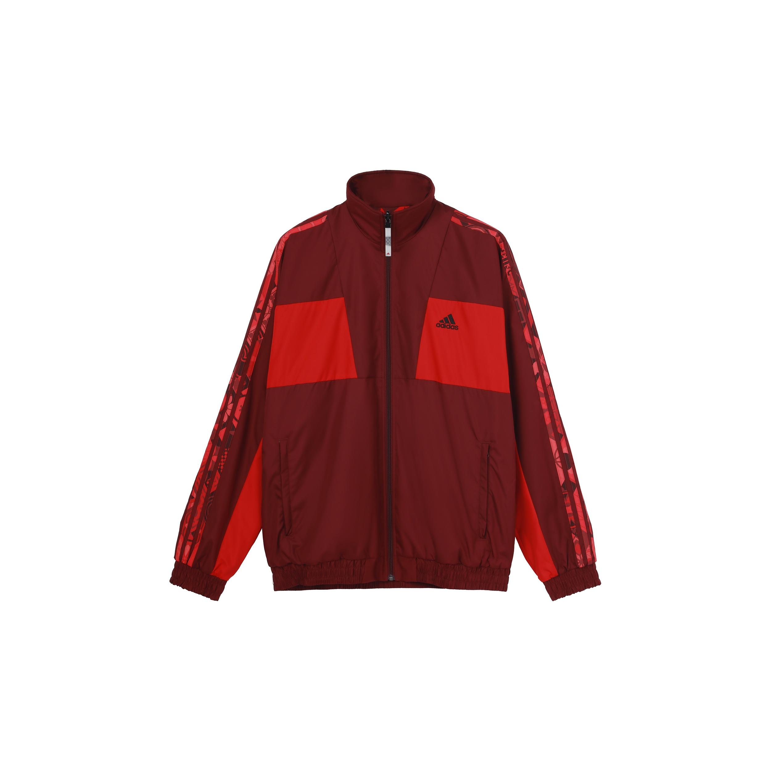 adidas limited Reversible Fleece Lined Colorblock Stand Collar logo Jacket Red Men s HC0270 M