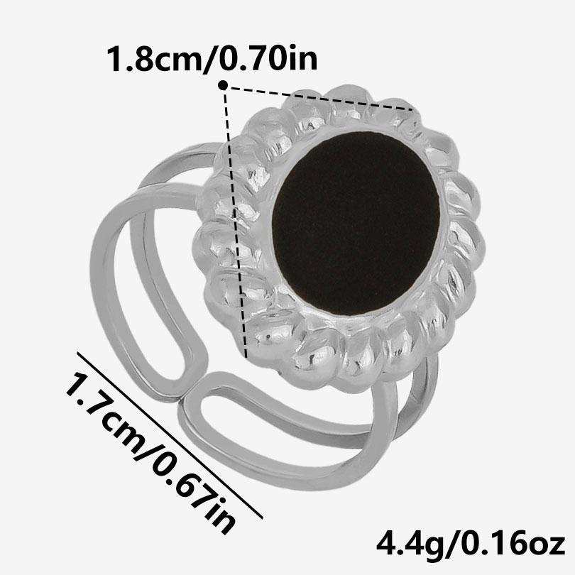 Different Style Silver Color Ring Black Oil Drop Open Adjustable Stainless Steel Rings For Women Men Accessories Enamel Jewelry