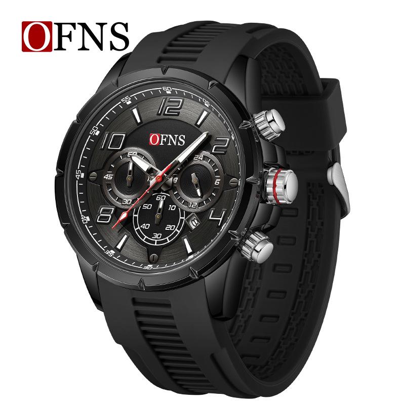 OFNS Men's Trendy Quartz Watch with Calendar, Multifunctional Small Seconds, 50m Waterproof - Casual Teenager Style