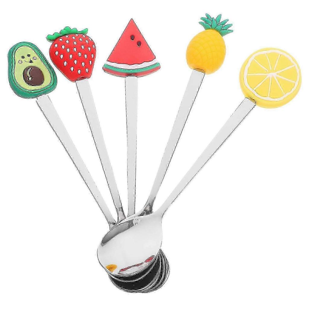 2026 Best!! Cute Spoons Multi-Function Dessert Spoon Strawberry Style For Parties 5Pcs