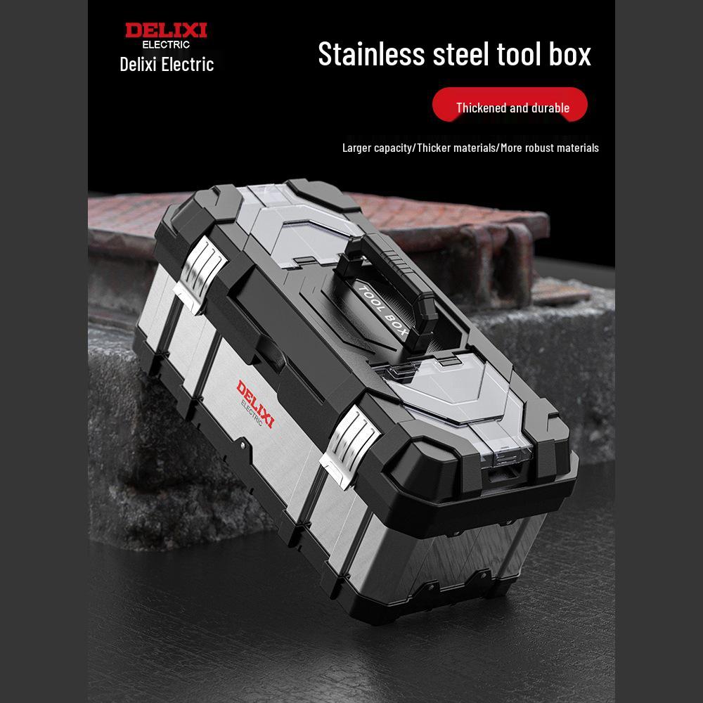 Delixi Portable Stainless Steel Multi-Tool Box - Industrial & Household Use