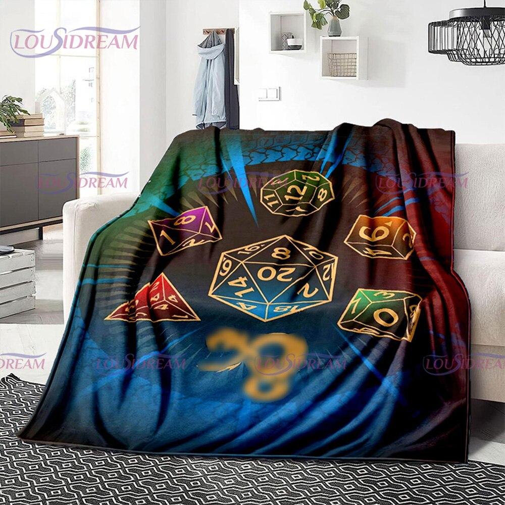 Buntes Geometrie-Muster, Klimaanlage, Flanelldecke, Bürozimmer, warm und bequem, Sofa, D20, Würfel-bedruckte Decke, Geschenk