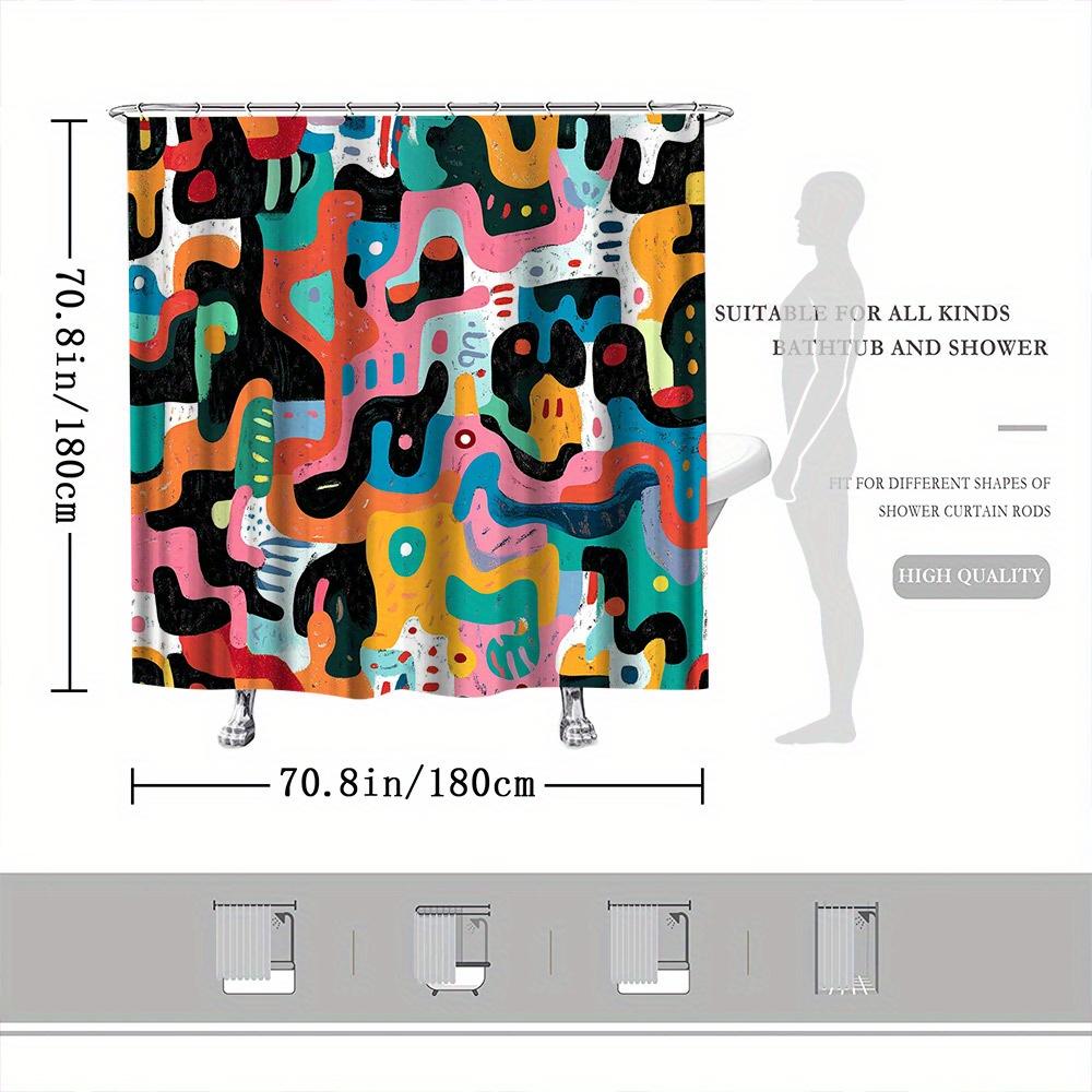 Vibrant Abstract Geometric Shower Curtain – Colorful Illusion Art, 72X72In, Modern Bath Decor, Includes Hooks