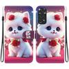 Handgefertigte PU-Leder-Klapphülle für Xiaomi Redmi Note 11/ Redmi Note 11S (4G) Rutschfeste Stoßfeste Hülle mit Handschlaufe & Herz/Rose Katze Designs