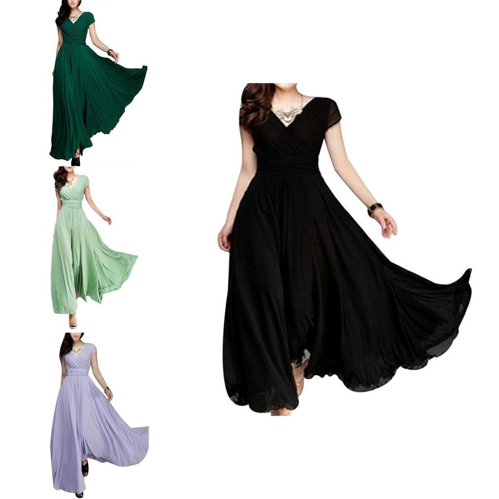 Elegant Women Long Formal Evening Prom Party Bridesmaid Chiffon Ball Gown Cocktail Dress For Special Occasions
