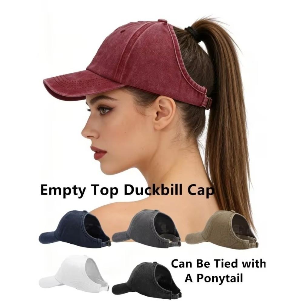 Stylish Retro Washed Backless Baseball Cap Versatile Sun Protection Women Ponytail Hat Summer Outdoor Sun Hat for Daily Wear