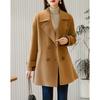 Women's Winter Double-Breasted Merino Wool Blend Mid-Length Coat