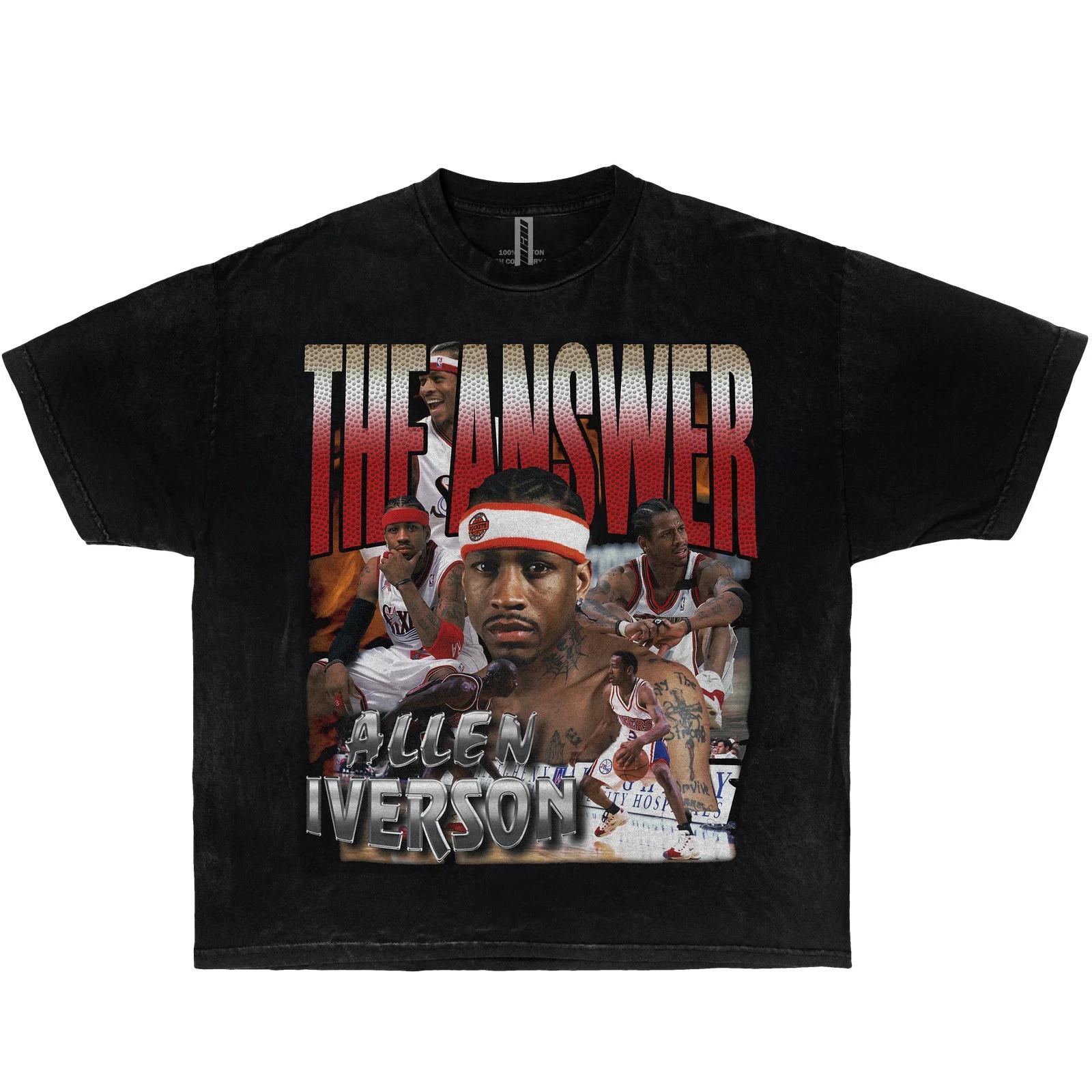 Allen Iverson The Answer Boxy Vintage Graphic Basketball Tee Streetwear Y2K XL