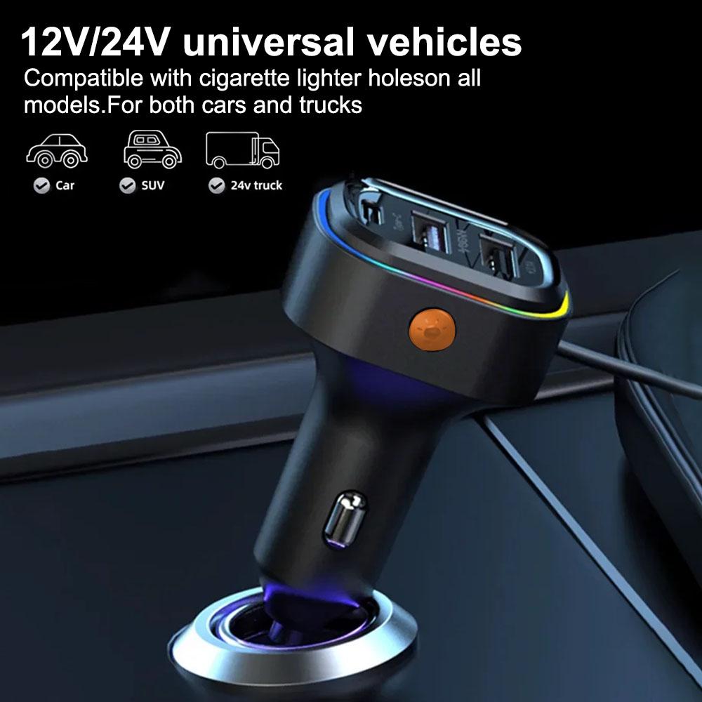 Type-C Super Fast Charging Extension 66W Multifunctional Mobile Phone Charging PD QC3.0 Car Charger Rear USB Interface