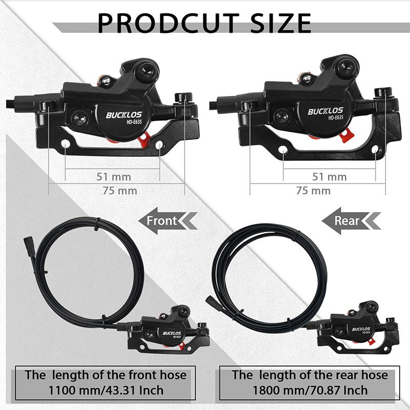 BUCKLOS E-Bike Hydraulic Disc Brake Electric Scooter Folding Bike Disc Brake 2Pin Power Off Electric Bicycle Hydraulic Brakes