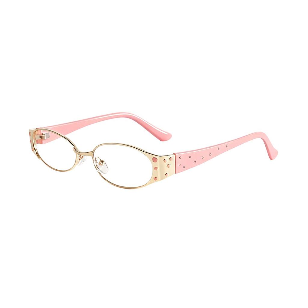 Retro metal rivet YK with degree, high myopia, plain flat glasses