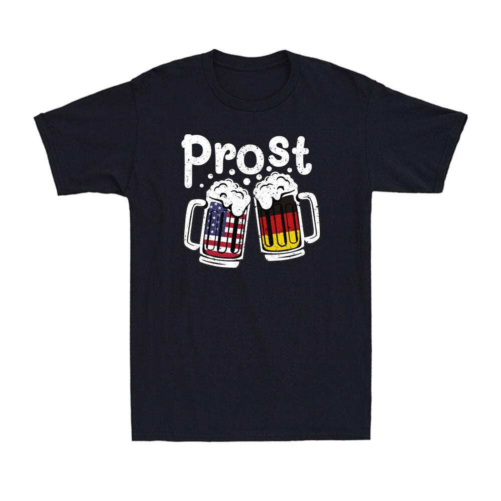 Prost Beer American German Flag Funny Oktoberfest Drinking Lovers Retro T-Shirt M