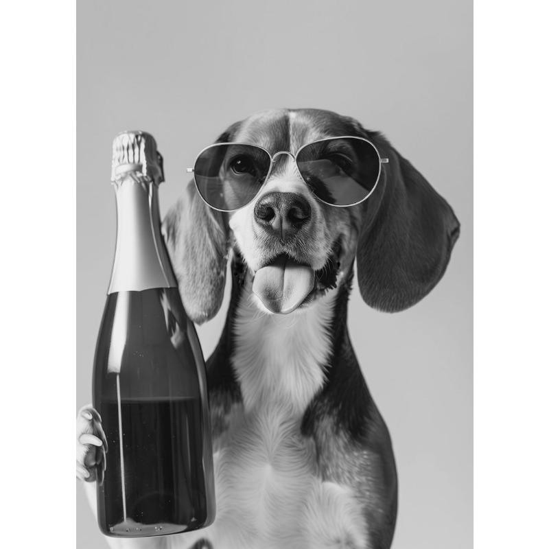 

Funny Animal Collies Drinking Champagne Minimalist Animal Portraits Poster Canvas Paintings Wall Art Pictures Home Decor 21cm×30cm NoFrame