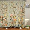 Duschvorhänge im chinesischen Stil mit Blumen und Vögeln, wasserdicht, Badezimmervorhang, 3D-bedruckter Stoff mit Haken, Dekoration, Duschvorhang
