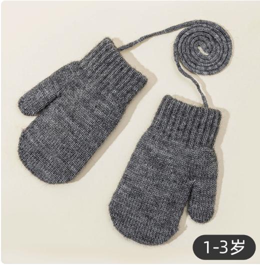 Girls Winter Mittens - Lined Knitted Mittens with Strap for Cold and Snow Play
