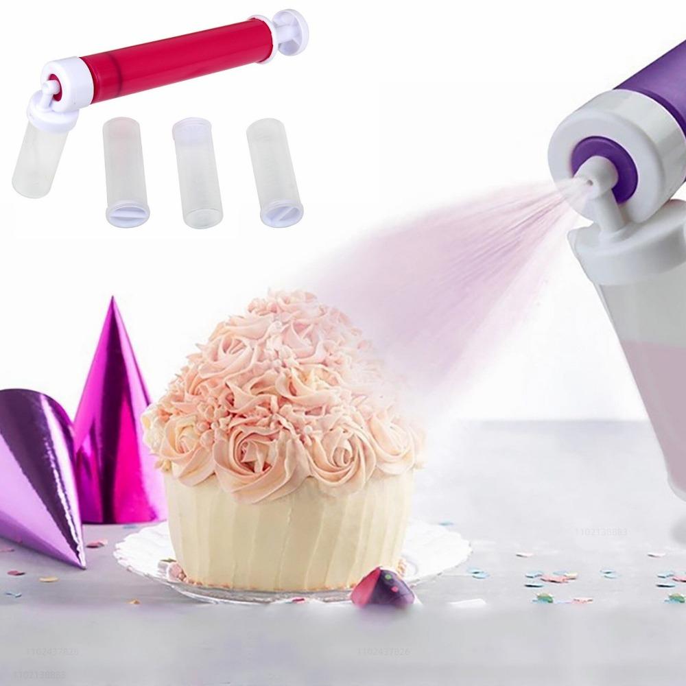 4PCS/set Cake Coloring Air Brush Gun DIY Cake Spray Gun Decorating Spraying Coloring Cake Dessert Coloring Kitchen Pastry Tools