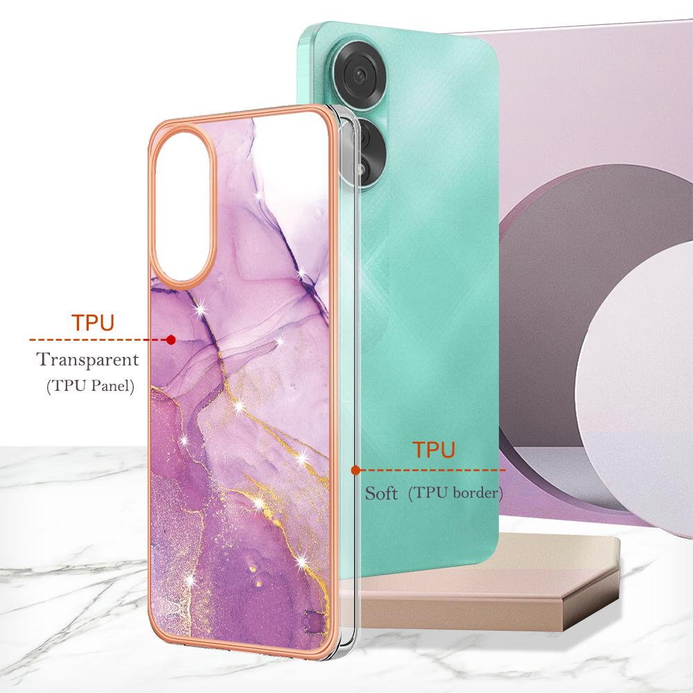 For Oppo A78 4G TPU Case with IMD Marble Pattern Electroplated Back Cover